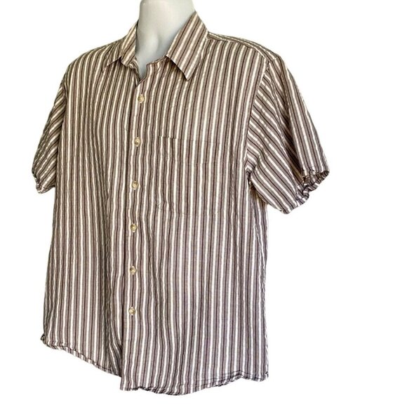 Van Heusen Short Sleeve Button Down Lightweight Cotton Men's Large - Picture 3 of 8